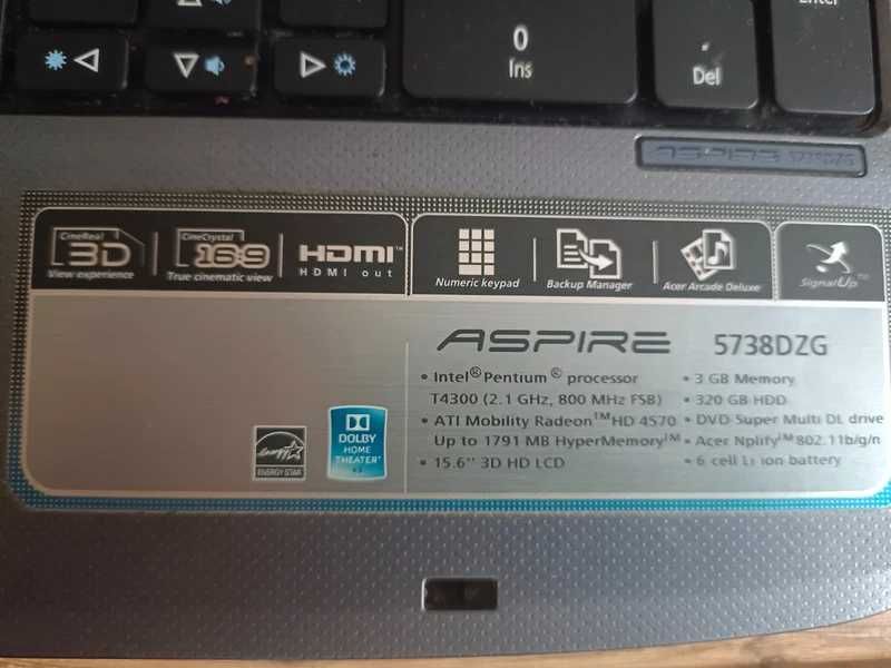 Laptop Acer aspire 5738DZG 3D unikat okazja