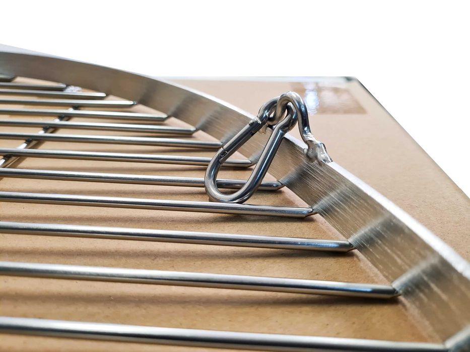 Nierdzewny ruszt do grilla  FI 60 wiszący + 4 x karabińczyk