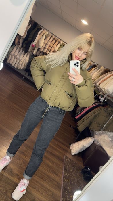 Демісезон зимова куртка вкорочений бомбер пуфер пуховик молодіжні zara