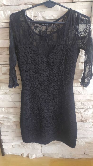 Czarna sukienka z koronką XS-S - PLUS GRATIS (czytaj opis)