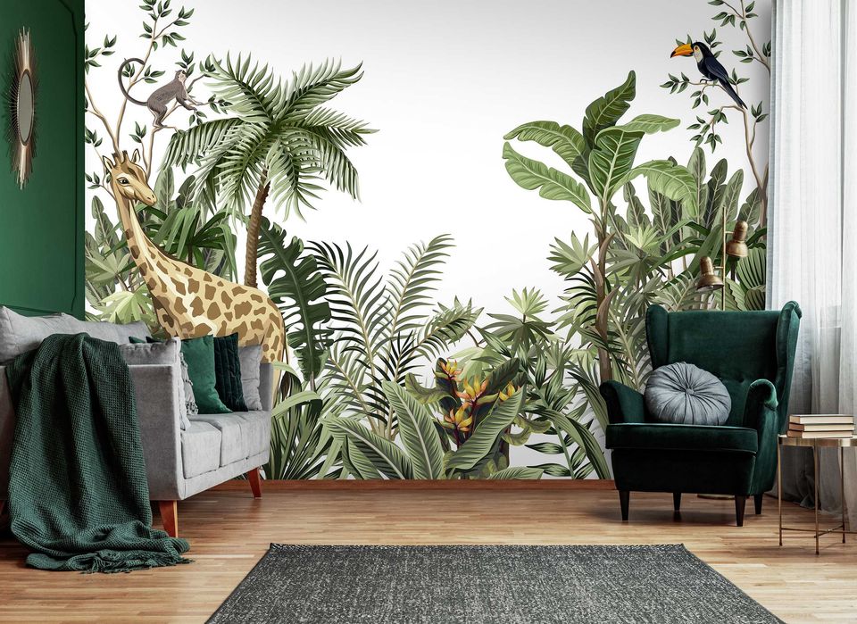 Fototapeta Las Tropikalny Żyrafa Na Ścianę 3D Twój Rozmiar + KLEJ