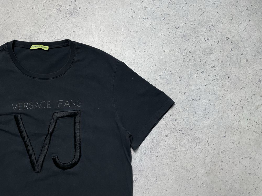 Мужская Футболка Versace Jeans С Большим Лого Оригинал L-XL Черная