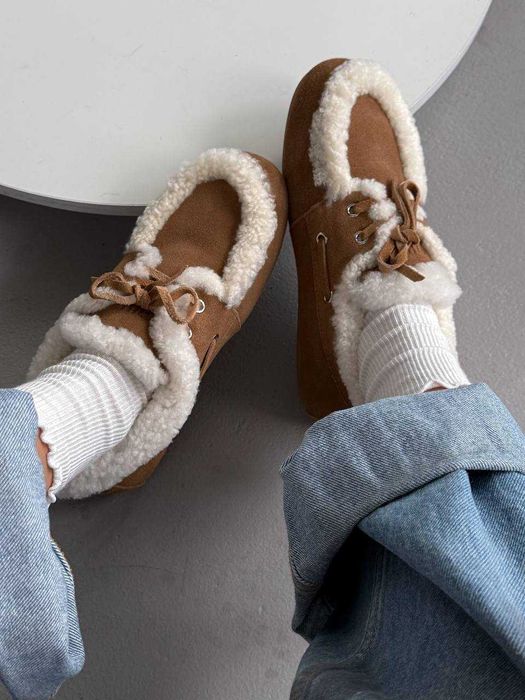 Жіночі зимові лофери Miu Loafers Winter Chestnut (коричневі) M006