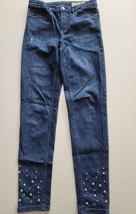 Spodnie r.S - skinny, rurki, perełki, Esmara - Nowe!