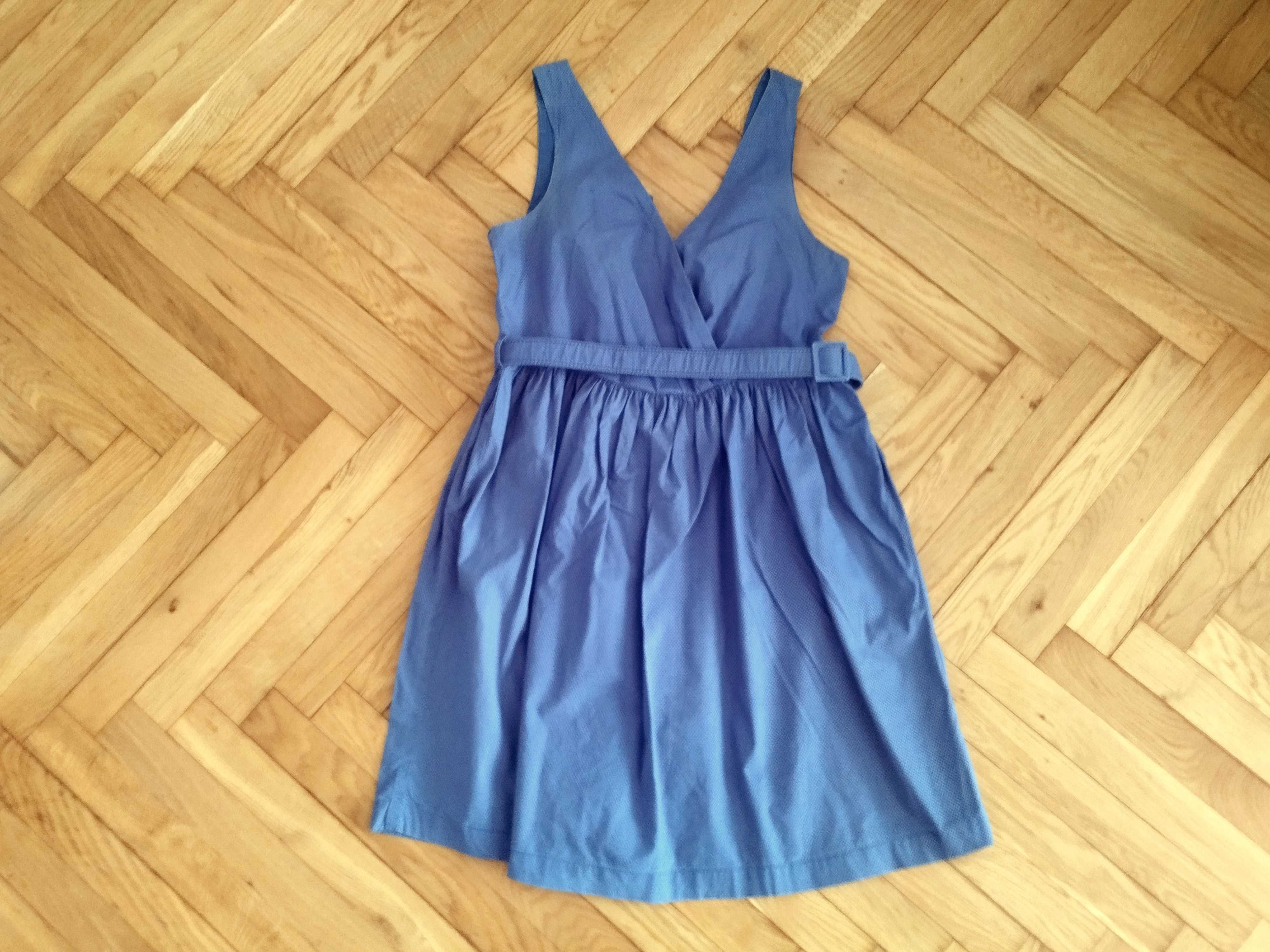 Sukienka Pull&Bear roz. M (38) niebieska w błękitne kropki z paskiem