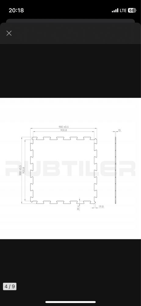 Mata pod sprzęt do ćwiczeń DWIE SZTUKI Rubtiler 98 cm x 98 cm czarny