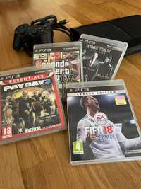 PS3 + comando + jogos (Fifa 18, GTA IV, Payday 2, Hitman(triple pack))