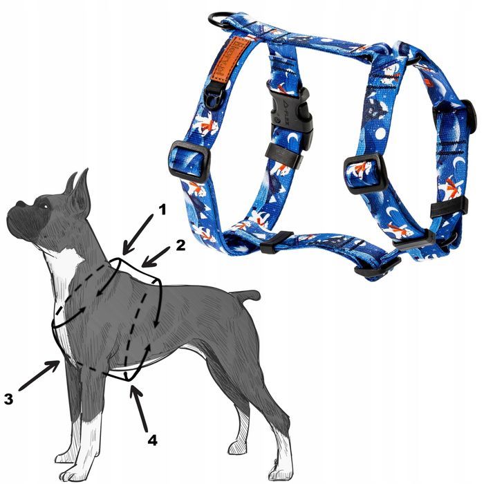 wygodne szelki guard dla średniego psa beagle basenji m 20 mm blue