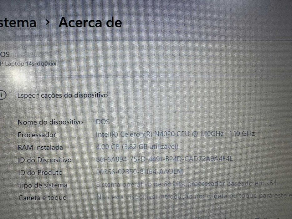 Computador HP 14s-dq0014np - como Novo
