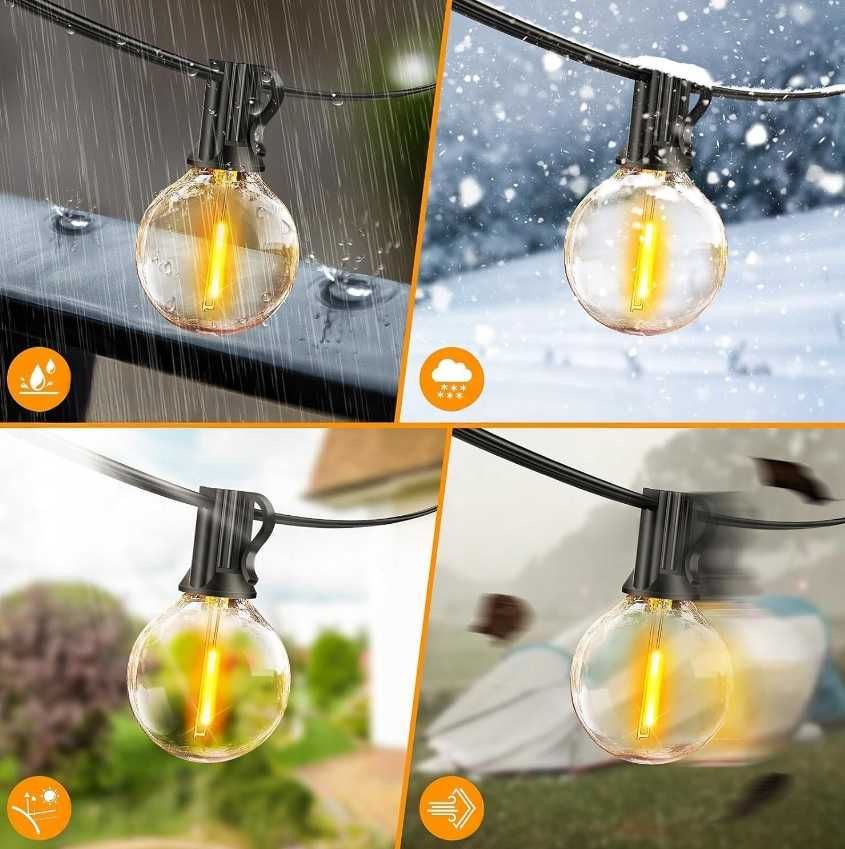 Girlanda Ogrodowa Świetlna 20M 20X Żarówka LED 1W
