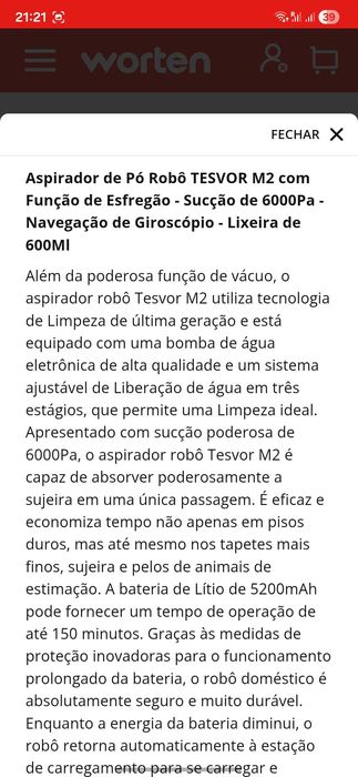 ASPIRADOR ROBÔ - Novo em Folha
