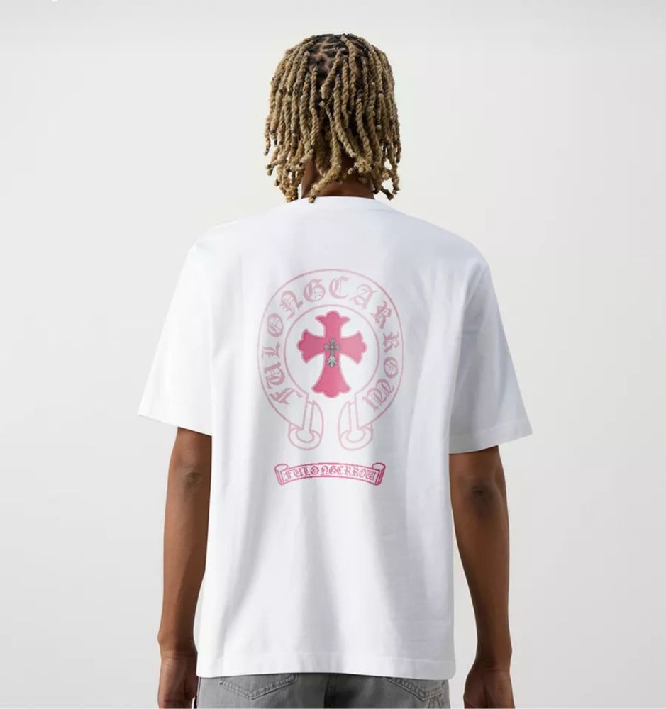 Футболки Chrome Hearts Cross Logo унисекс Хром хартс черная белая