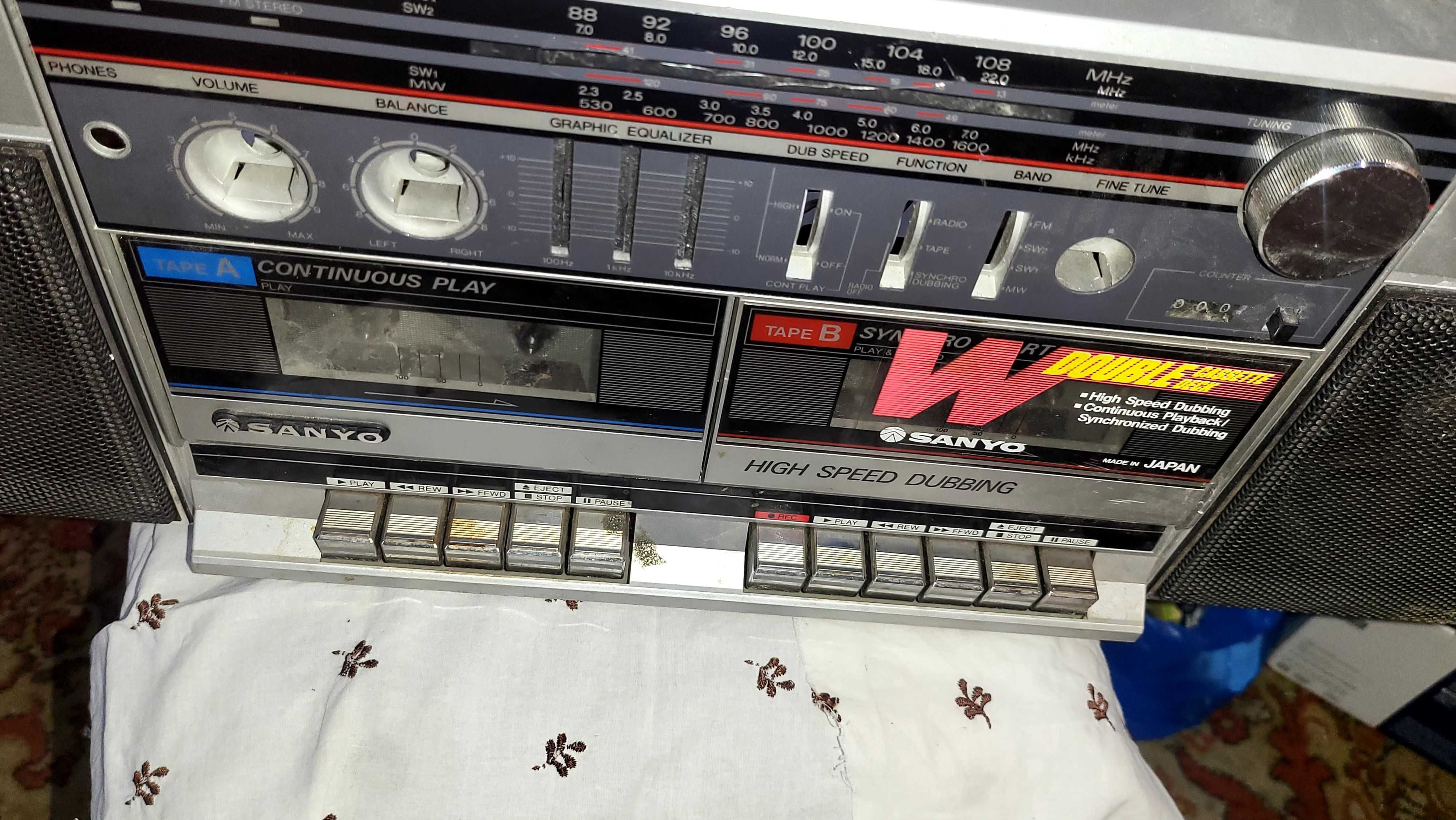 Магнитофон-бумбокс Sanyo MW220K.морда,sharp,фарфор, статуэтка