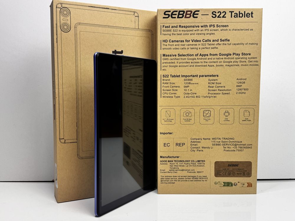 Планшет 5G 10.1" Sebbe S22 12/128Gb 8 ядер 6000 mAh Android 13 Синій