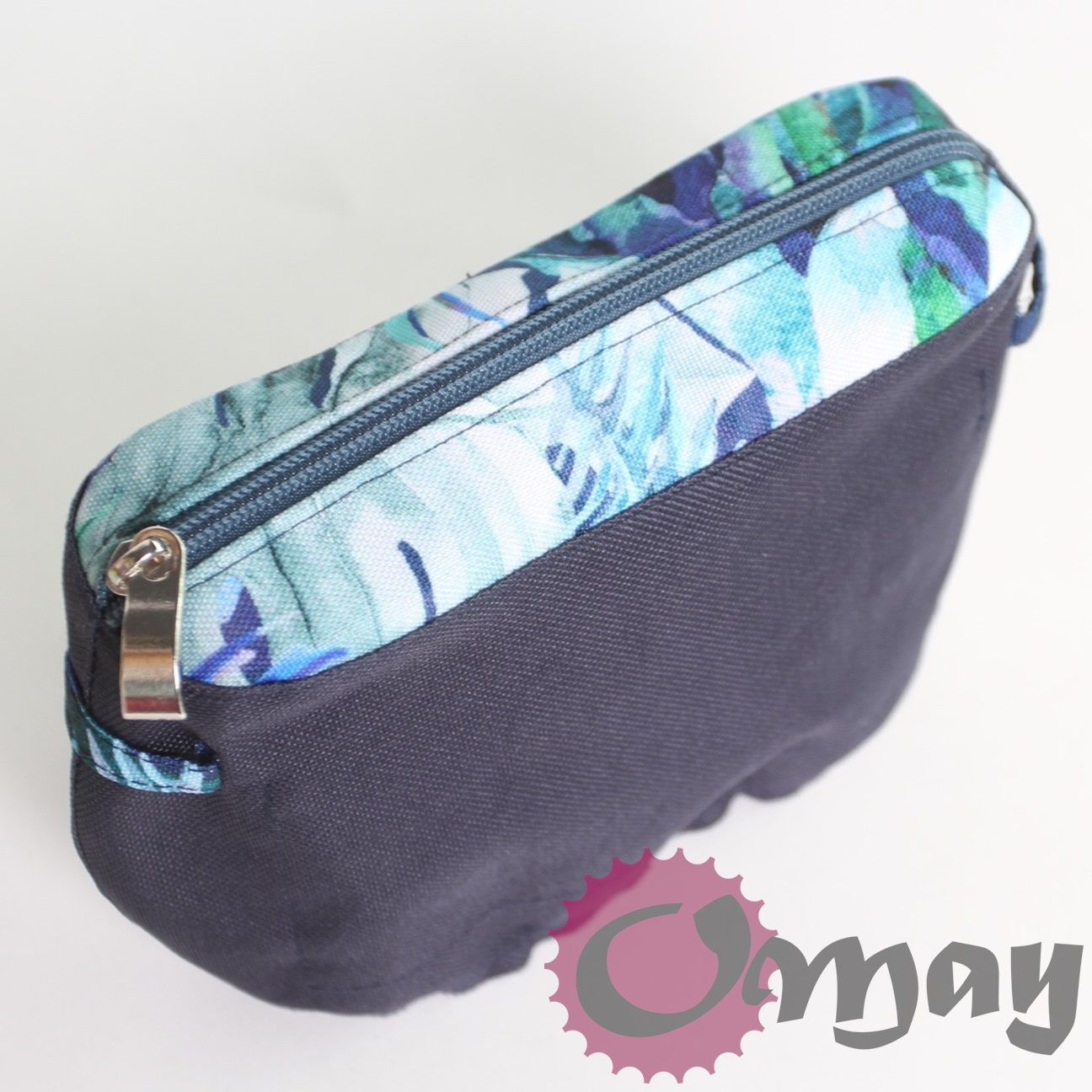 Granatowy organizer do OBAG POCKET liście zielone 1 kieszeń wkład OMAY