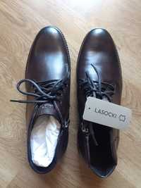 Buty męskie Lasocki, rozm. 43 (wkładka 28 cm), brązowe