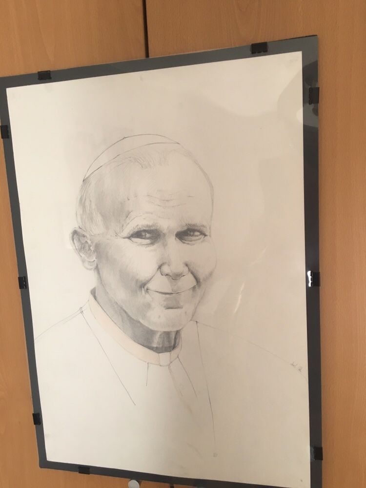 Papa João Paulo II 2009 retrato desenhado á Mao