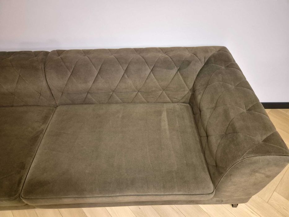 Sofa Totti oliwkowa + 2 szt. Pufa