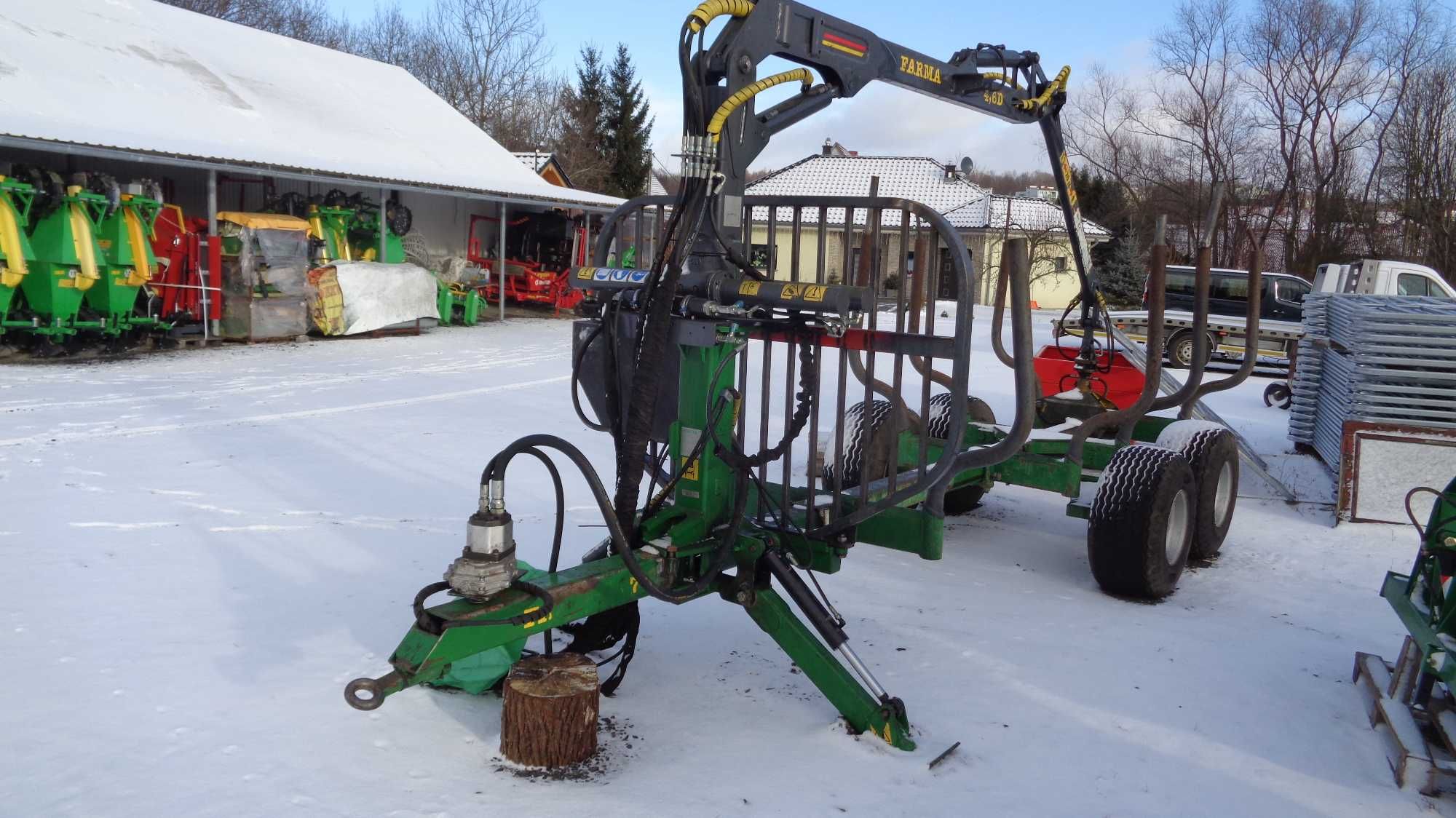 Przyczepa leśna Farma 7 T żuraw 4,6 m