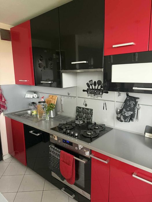 Meble kuchenne używane czarno - czerwone L +