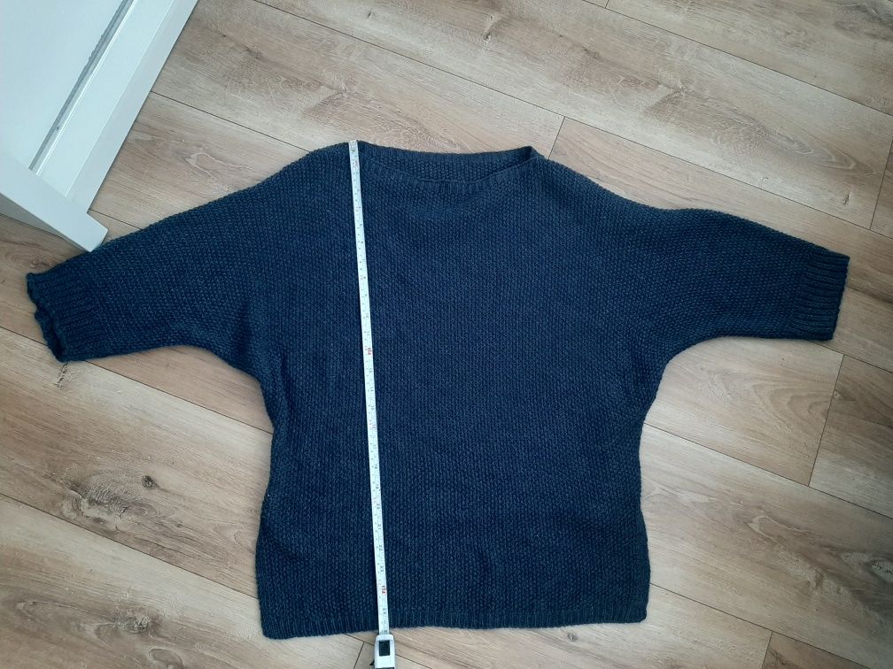 Sweter ażurkowy nietoperz granatowy uniwersalny