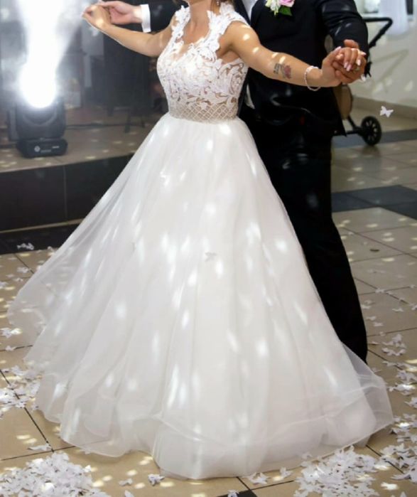 Sukienka ślubna (księżniczka, koronka) rozmiar 36/S