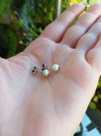 Kolczyki vintage sztyfty perły srebro srebrne perełki naturalne