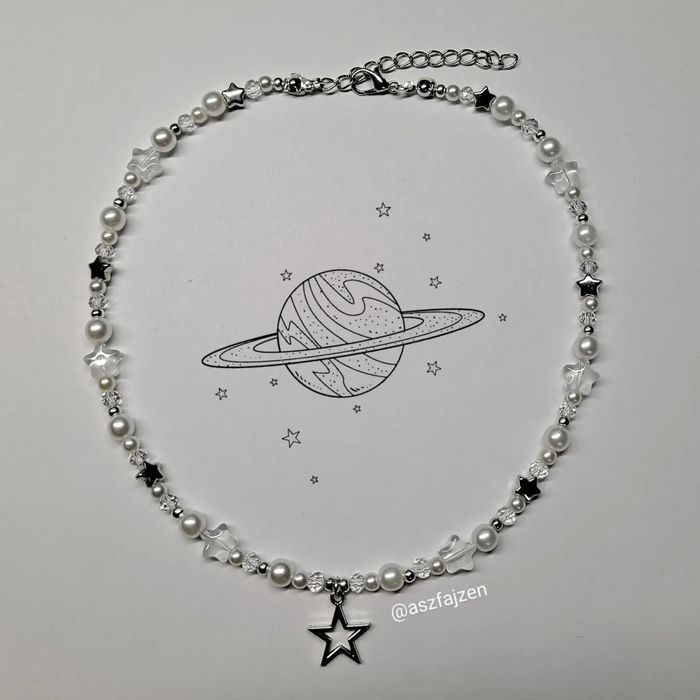 Naszyjnik gwiazdki stars biały handmade Alternative Coquette