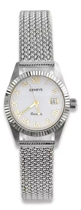 Zegarek damski z białego złota 14k perłowa tarcza lw020wdpr&lbw003w P