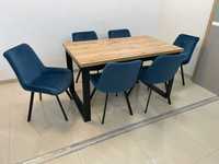 (166) Stół Iris rozkładany + 6 krzeseł, nowe, loft 2049 zł