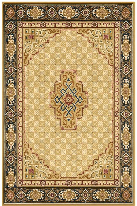 Wełniany Mongolski dywan do salonu ornament kwiaty 300x200 cm