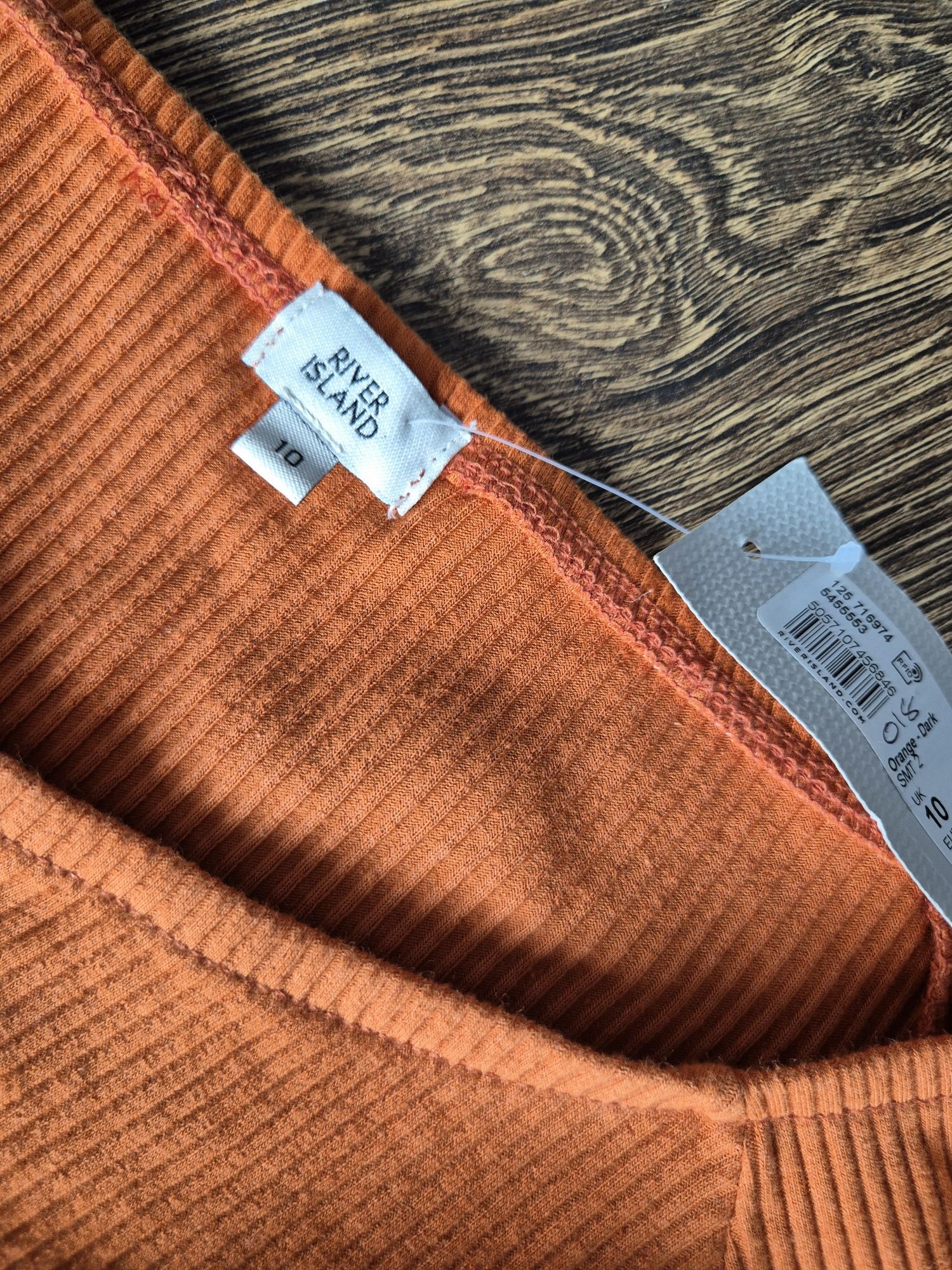 River Island 38 M sukienka midi pomarańczowa dekolt v nowa z metkami