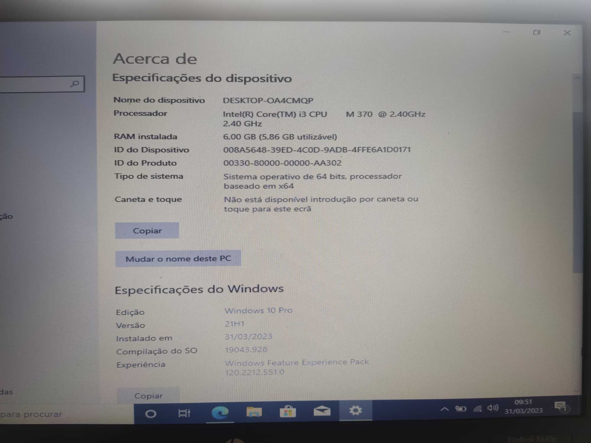 HP ELite Book 8440P I3