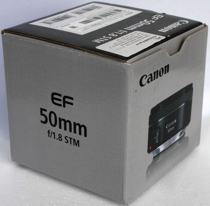Canon EF 50mm f/1.8 STM. Pudełko.