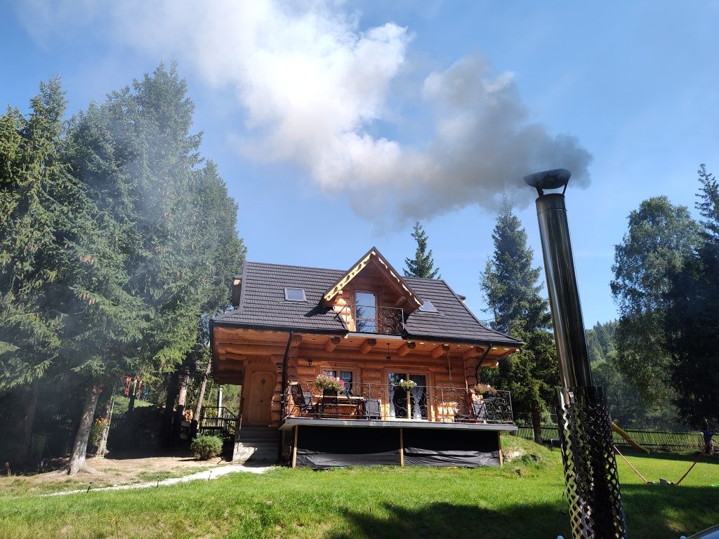 Dom w górach domki domek drewniany wakacje sauna balia Beskidy