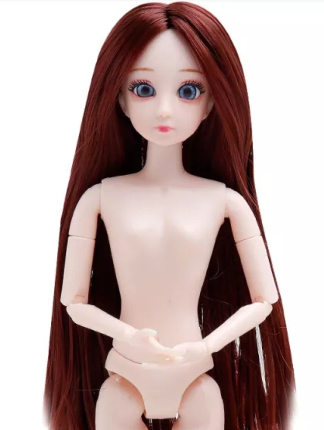 Лялька кукла коричневе голубі 30см шарніри аксесуари фата 3D очі Doll