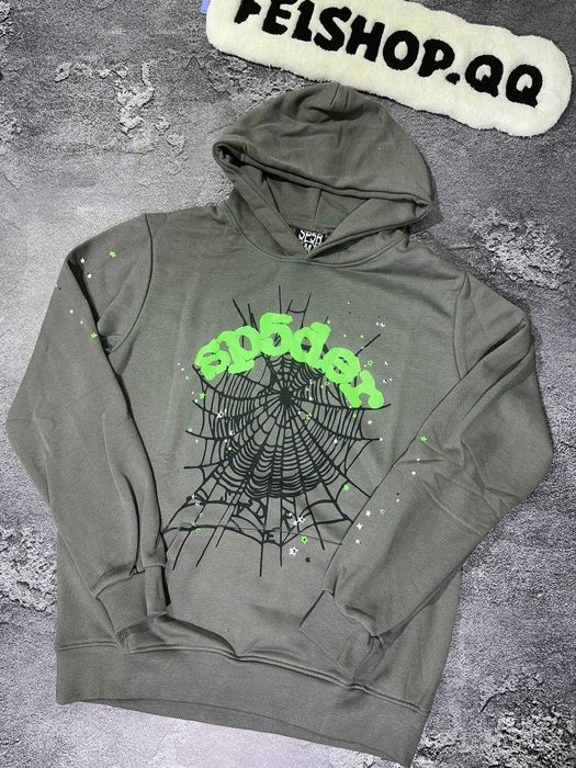 Худі Sp5der, спайдер худак, худі Atlanta grey dril y2k Broken Chrome