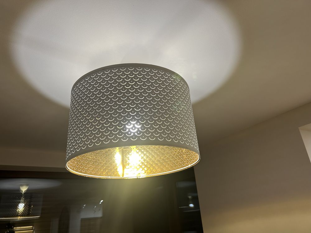 Lampa wiszaca Ikea Nymo żyrandol, klosz, abażur, biało-złoty 59 cm