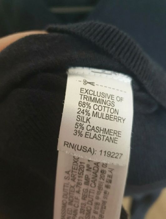 Massimo Dutti Bawełna Jedwab Kaszmir sweter męski L