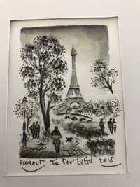 Desenho tour eiffel comprado em Montmartre - realizado p artista local