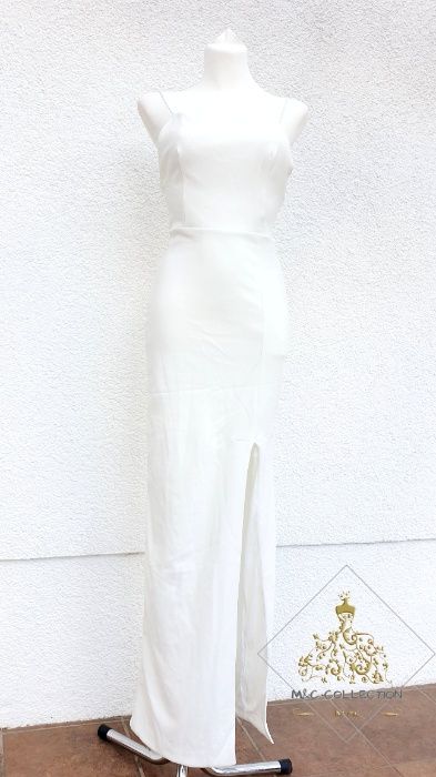 NOWA sukienka CLUB L Asos maxi biała wesele wycięcie dekolt plesy S