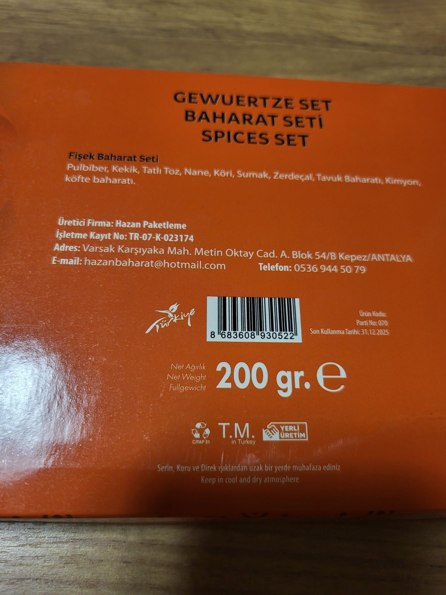 Przyprawy zestaw oryginalne tureckie