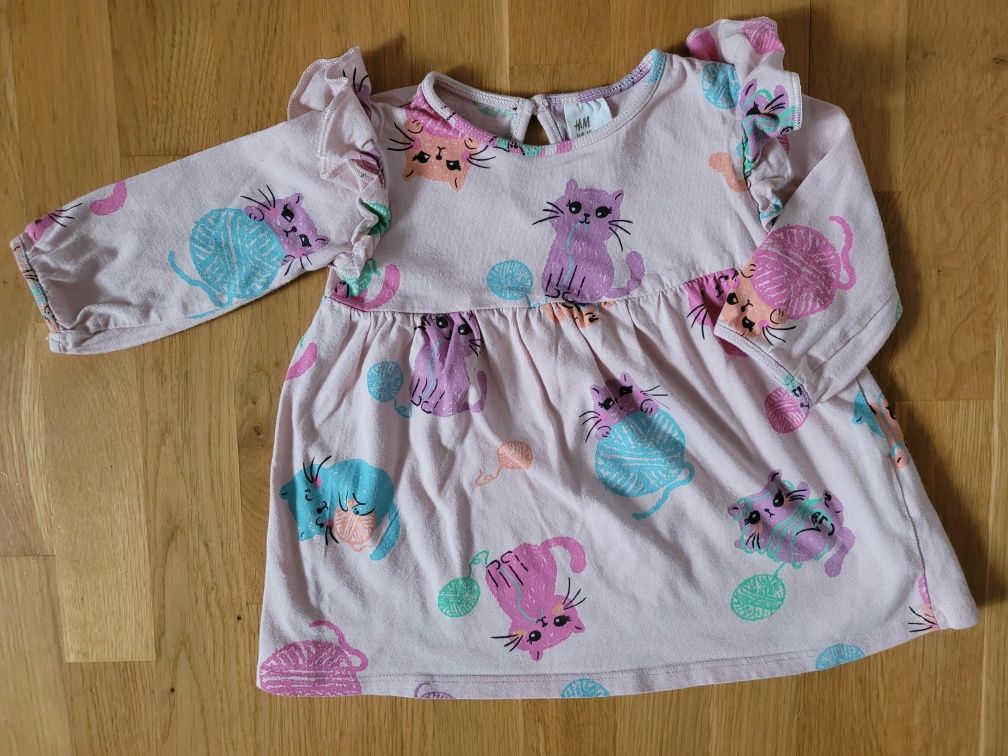 Dwie różowe wiosenne sukienki H&M 68 JAK NOWE!