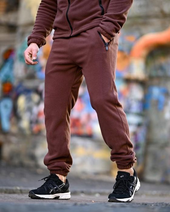 Для чоловіків на зиму флісовий спортивний костюм STATIX коричневий