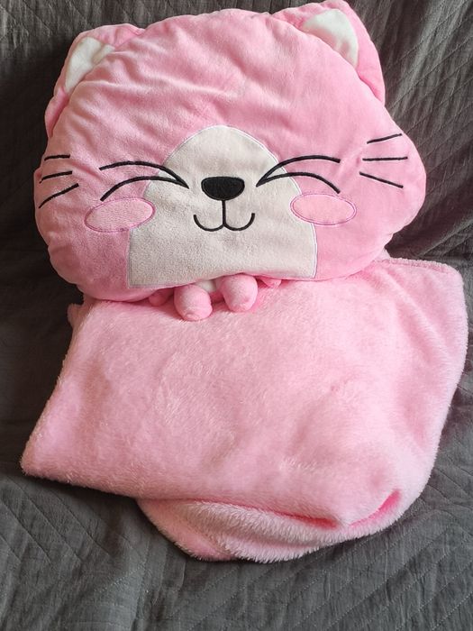 Poduszka z kocem różowy kot