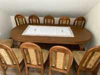 Duży stół do jadalni oraz 12 krzeseł