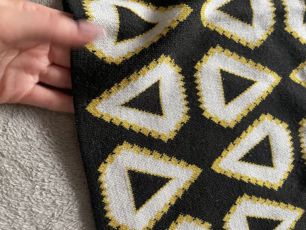 Wełniana spódnica tuba w trójkąty H&M xs s wool blend