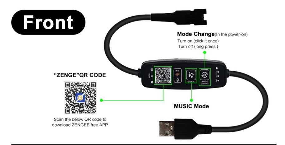 Контролер адресной ленты WS2812B, Mini BT Smart SPI LED + микрофон