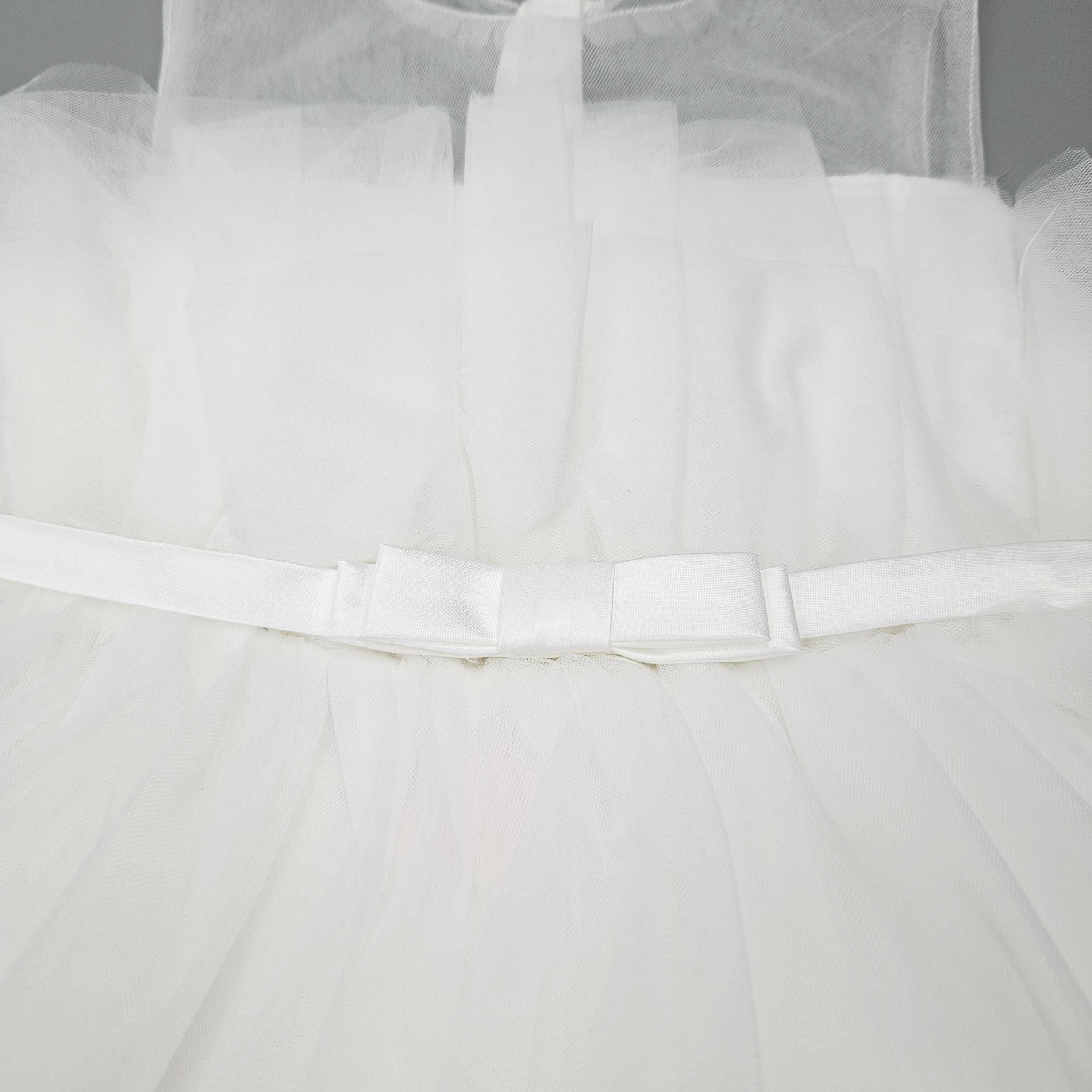 Sukienka rozkloszowana tiulowa biała 122/128