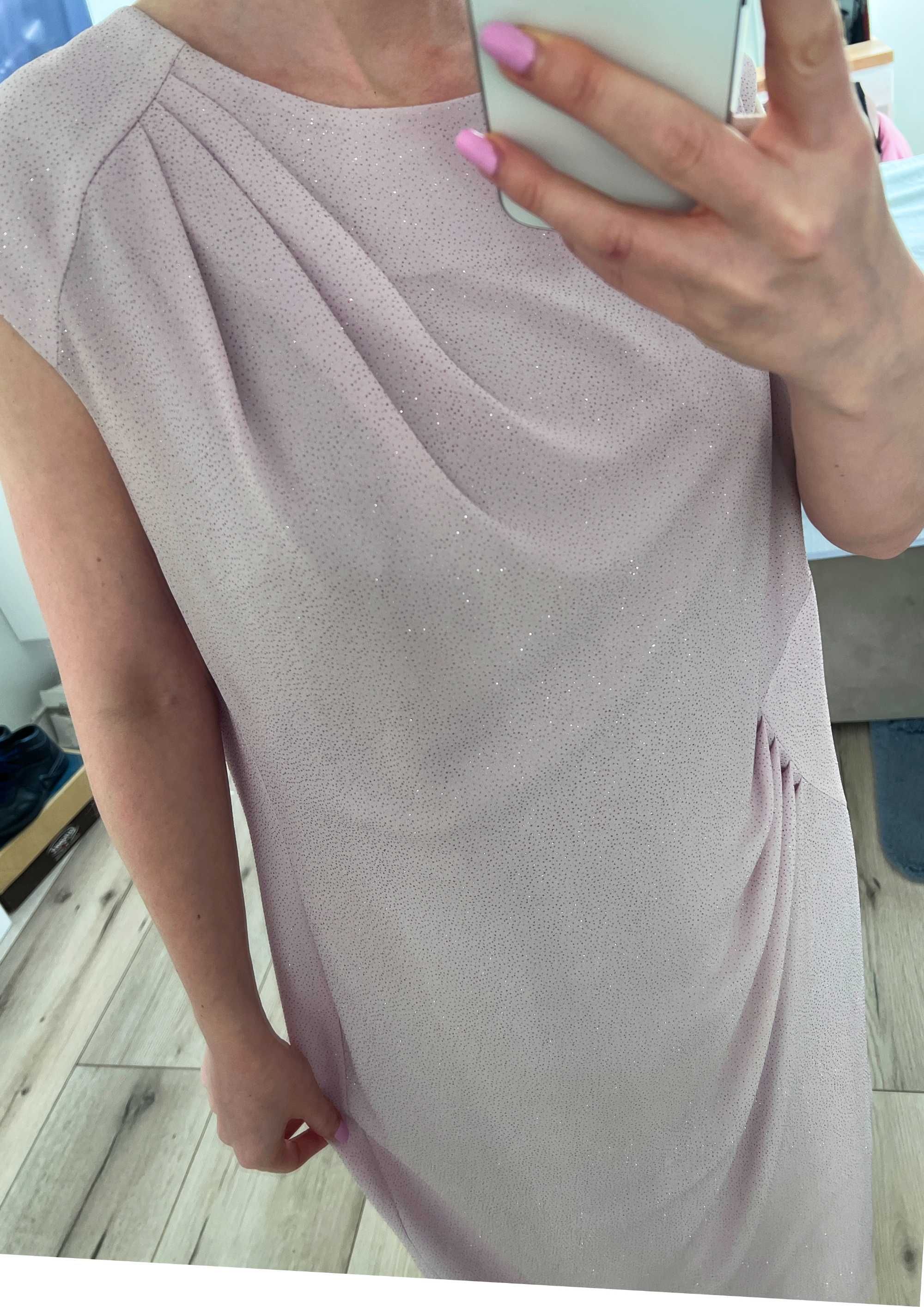 Różowa sukienka błyszcząca tunika XL XXL